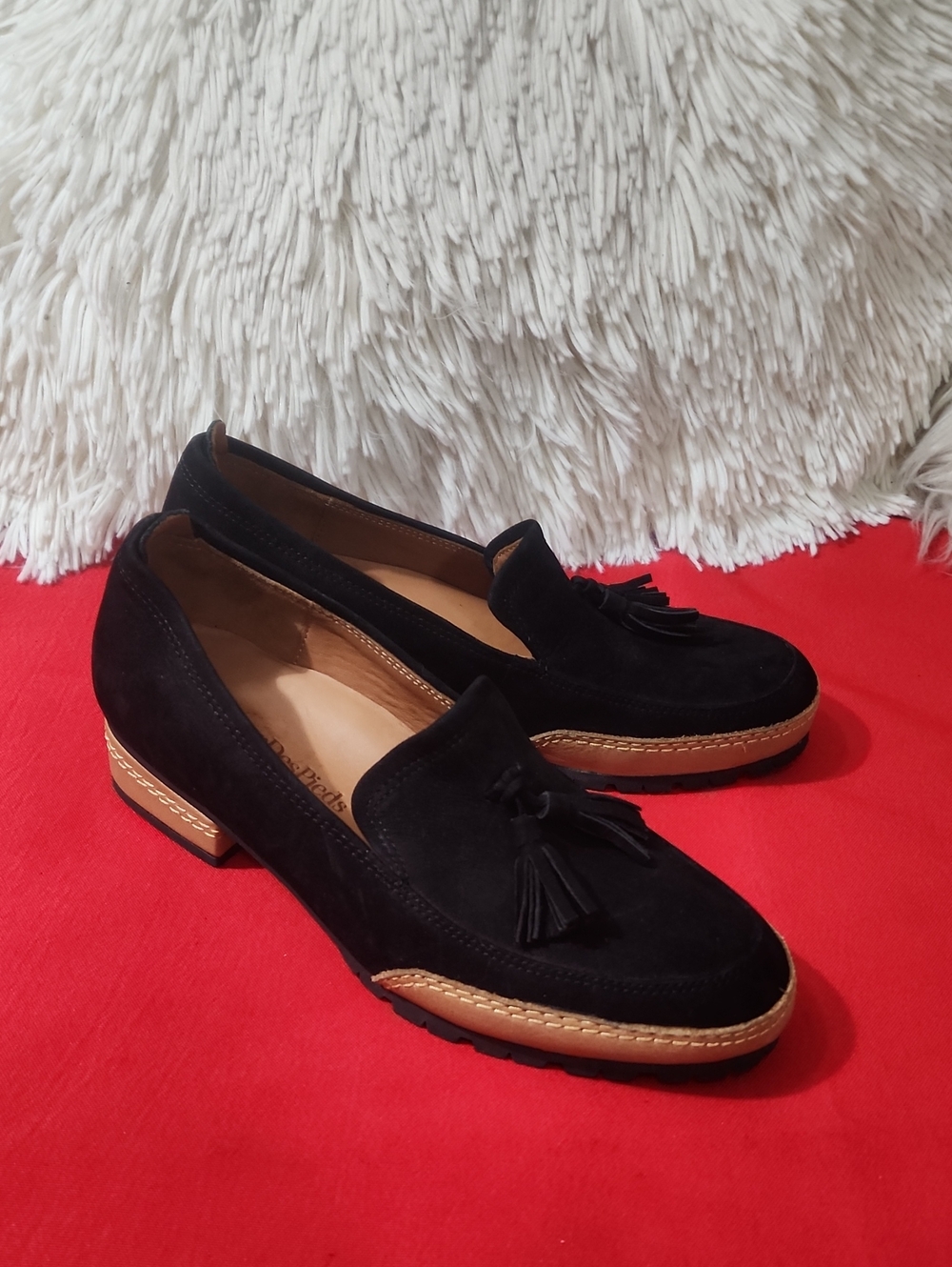 L'amour Des Pieds Finiey Black Women's Suede Tassel Loafers